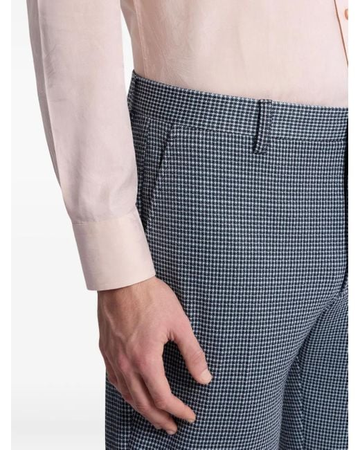 Etro Blue Checked Tailored Trousers for men