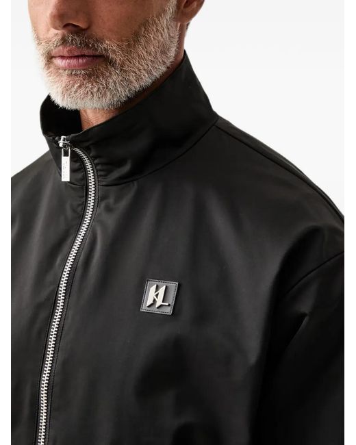 Karl Lagerfeld Black Logo-Patch Zip-Up Jacket for men