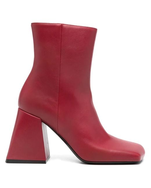 Vic Matié Red Smooth Leather Ankle Boots