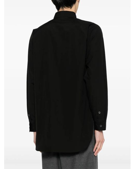Yohji Yamamoto Black Asymmetric-Collar Cotton Shirt for men