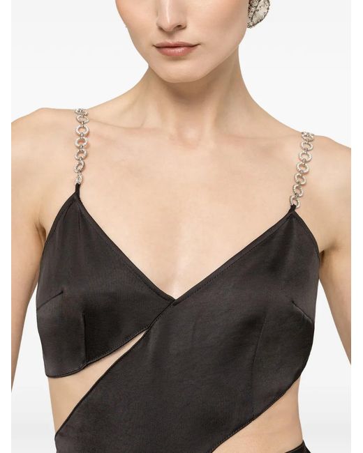 Nissa Black Crystal-Detail Midi Dress