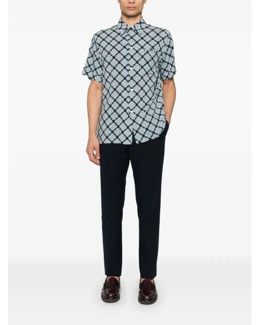 Fursac Blue Abstract Pattern Shirt for men