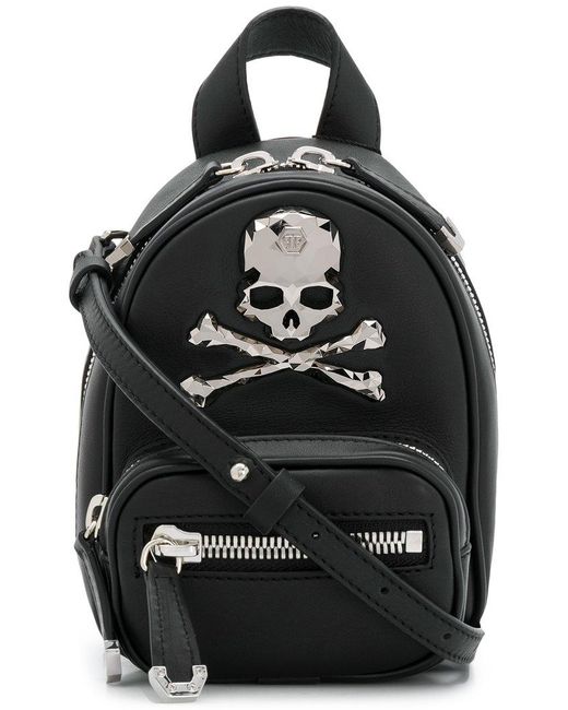 Philipp Plein Black Skull Embellished Mini Backpack