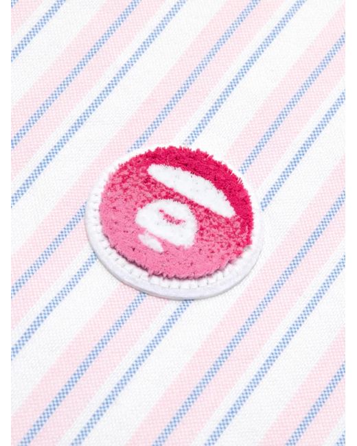 Aape By A Bathing Ape Pink Striped Patch Shirt for men