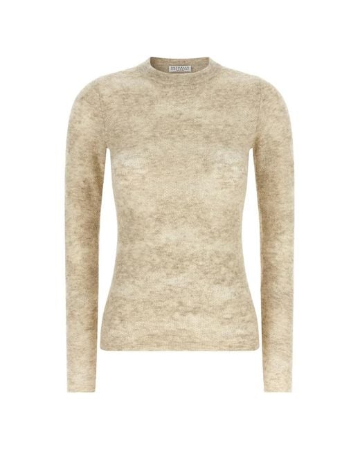 Brunello Cucinelli White Crew-Neck Sweater