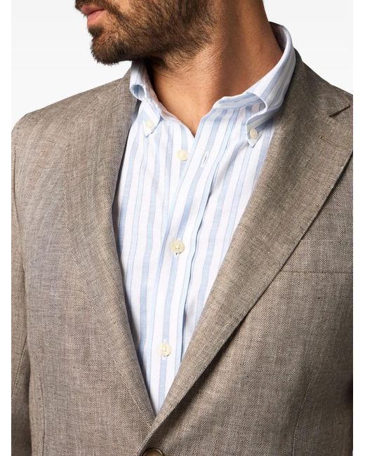 Brooks Brothers Gray Herringbone Linen Blazer for men
