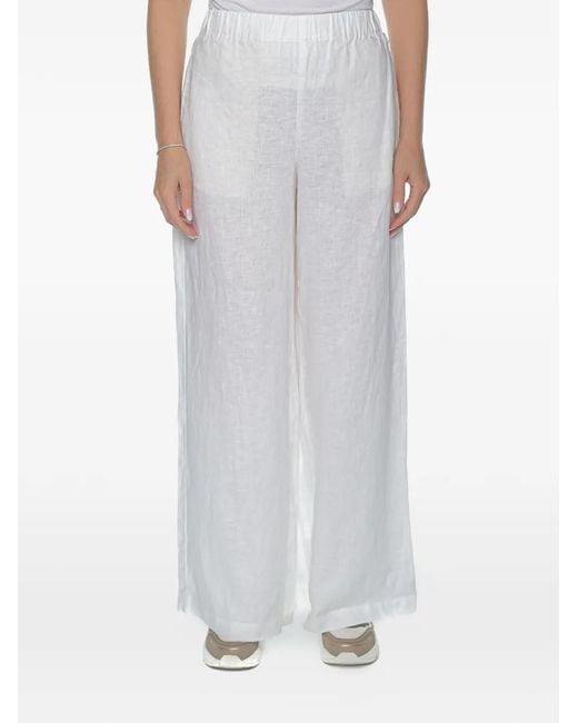 Ecoalf White Mossi Wide-Leg Trousers