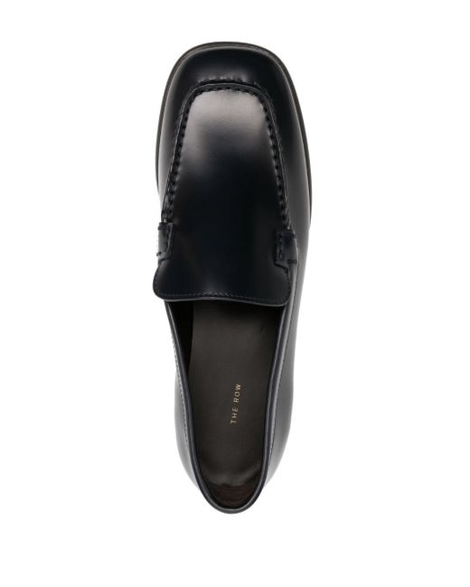 The Row Black Mensy Square-toe Leather Loafers