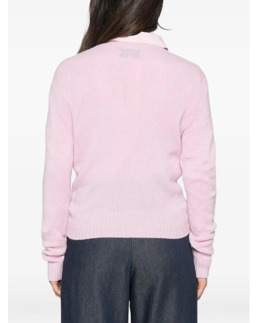 Bompard Pink Cashmere Crew-Neck Sweater