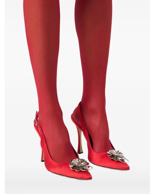 Pumps Con Cinturino Posteriore E Decorazioni Floreali di Blumarine in Red