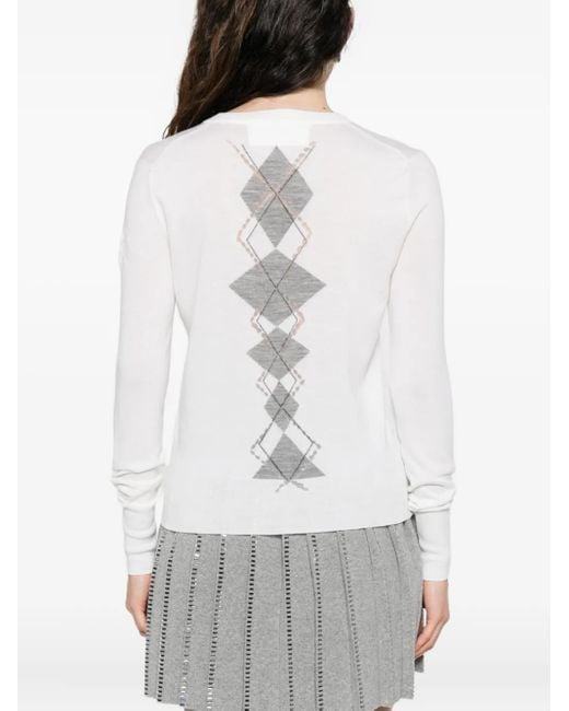 Ermanno Scervino White Diamond-pattern Cardigan