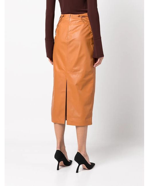 Rochas Orange Pencil Midi Skirt