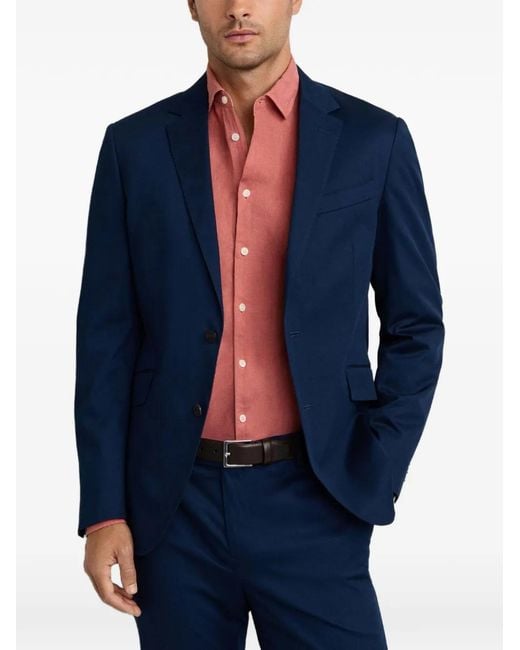 Hackett Blue Single-Breasted Notch-Lapel Blazer for men