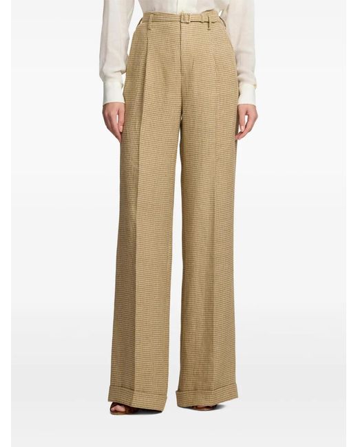 Ralph Lauren Natural Dogtooth-Pattern Trousers