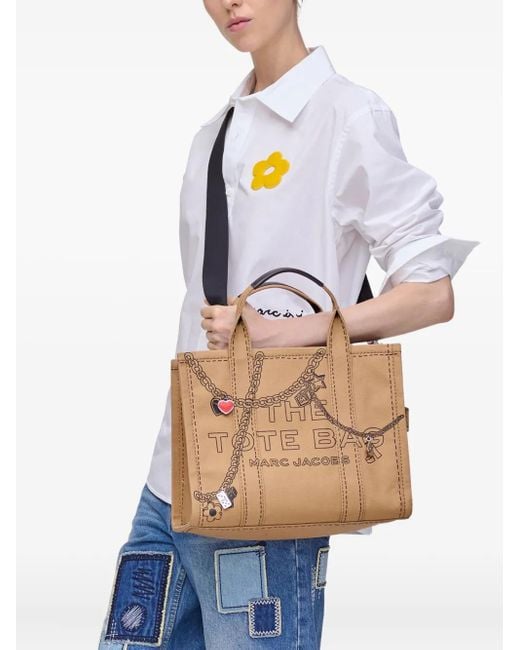 Marc Jacobs Metallic The Trompe L'Oeil Charm Canvas Medium Tote Bag