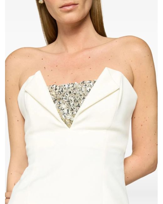 Genny White Schulterfreies Top Mit Kristallen