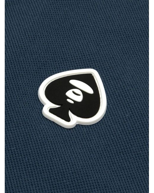 Aape By A Bathing Ape Blue Logo-Detail Short-Sleeve Polo Shirt for men