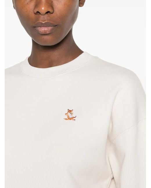 Maison Kitsuné White Chillax Pullover Mit Fuchs-Patch