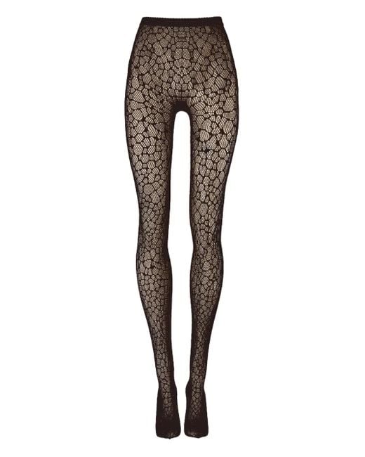 Wolford Gray Reptile-Pattern Net Tights