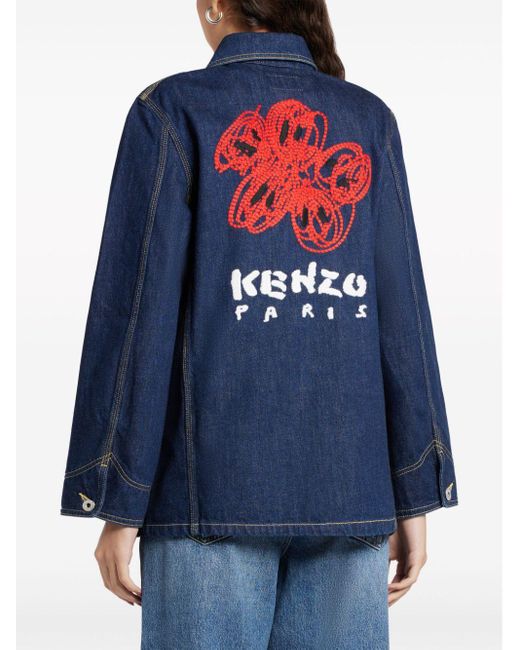 KENZO Blue Logo-embroidered Denim Jacket
