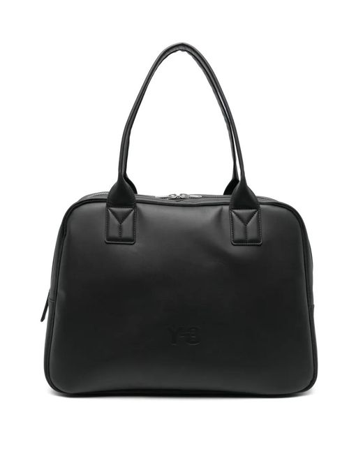 Y-3 Black Medium Debossed-Logo Shoulder Bag