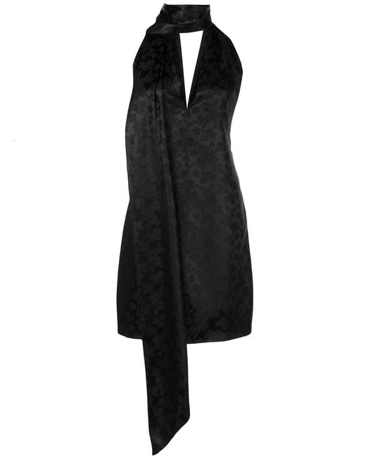 Givenchy Black Floral Silk Halterneck Dress