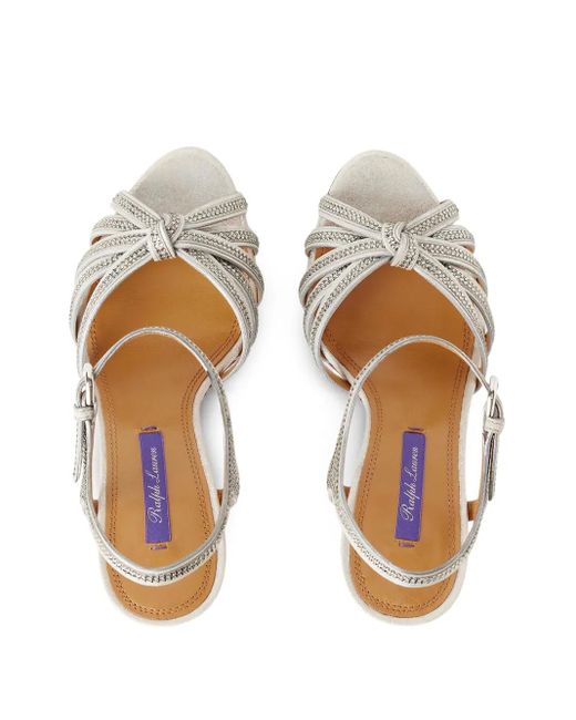 Ralph Lauren White 95Mm Embellished Knot Heeled Sandals