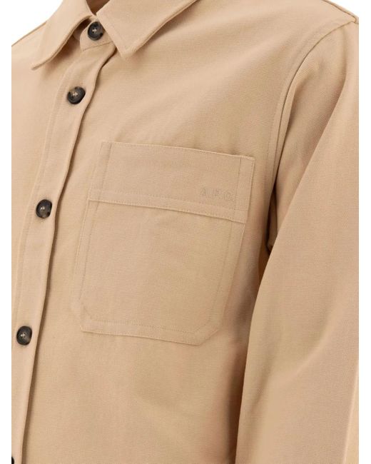 Camisa con botones y bolsillo de corazón A.P.C. de hombre de color Natural
