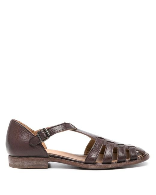 Moma Brown Caged Leather Sandals