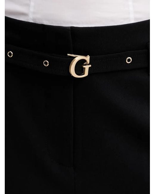Guess Black Belted Turned-Up Trousers