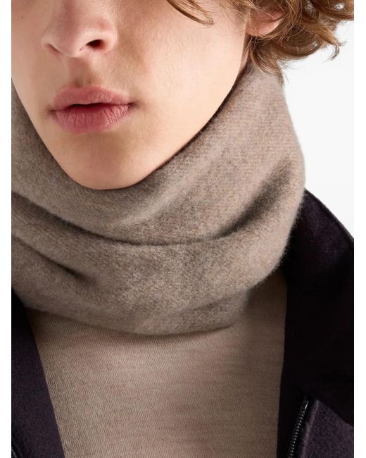 Prada Brown Écharpe Frangée À Logo Brodé for men