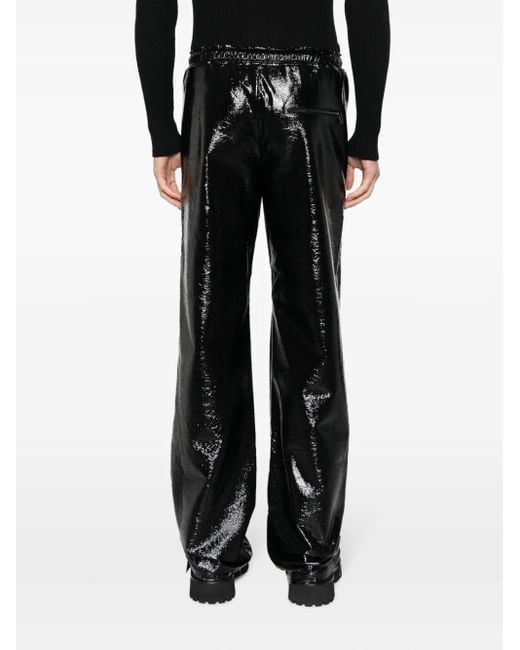 Pantalones rectos con acabado brillante Courreges de hombre de color Black