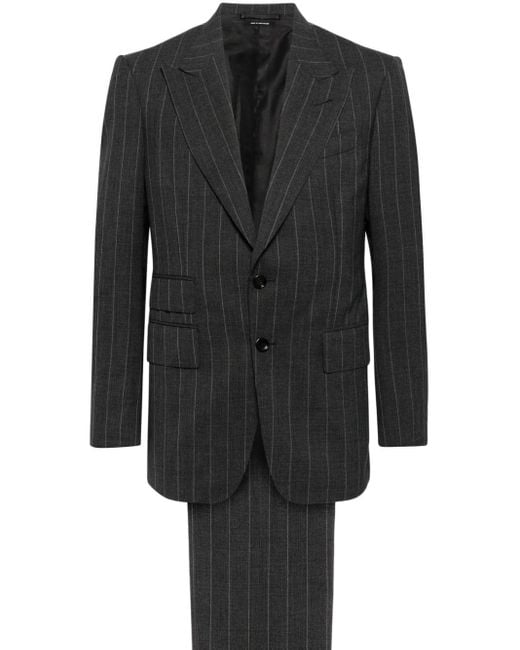 Tom Ford Black Tailored Single-breasted Wool Suit for men