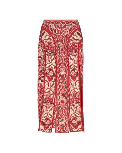 ALÉMAIS Red Kenny Floral-Print Maxi Skirt