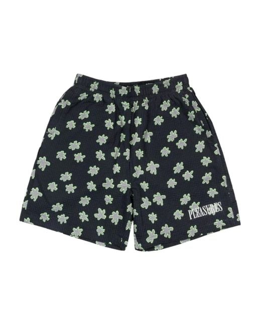 Pleasures Black Floral Seersucker Deck Shorts for men