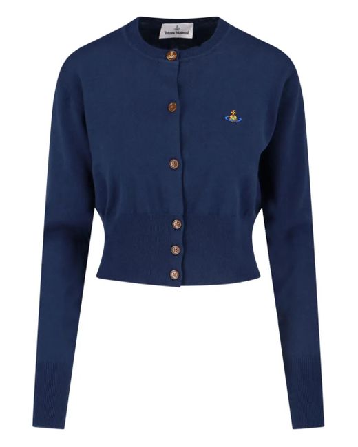 Vivienne Westwood Blue Orb-Embellished Buttoned Cardigan