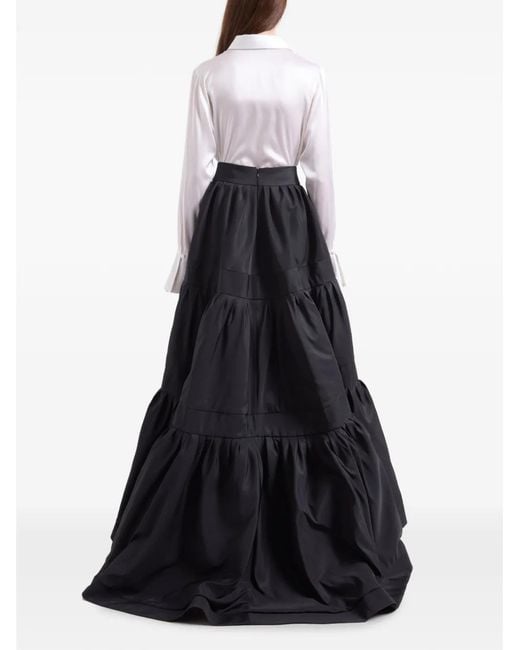 Nina Ricci Blue Bow-Embellished Tiered Maxi Skirt