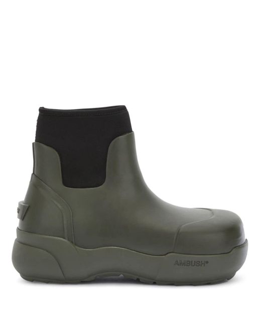 Ambush Black Chunky-sole Panelled Ankle Boots for men
