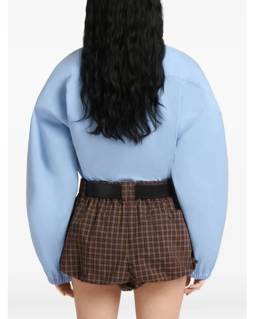 Marni Blue Blouse En Popeline Clair À Col Haut