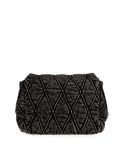 DIESEL Gray Charm-D Diamond-Quilted Shoulder Bag
