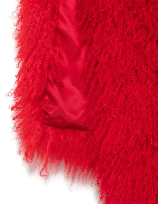Manokhi Red Faux-Sur Scarf
