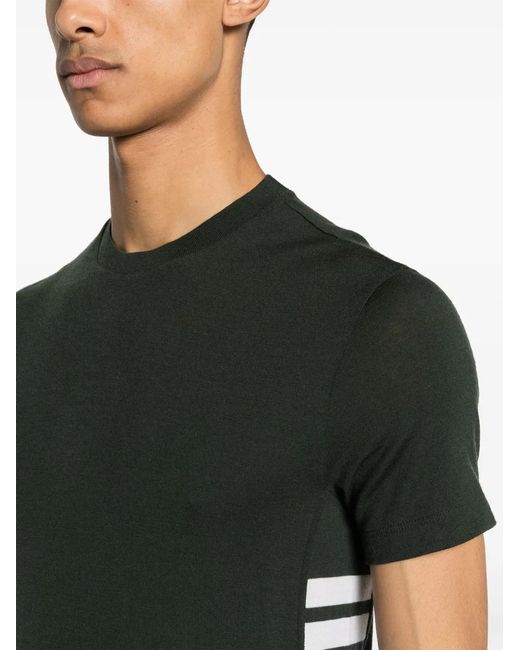 Thom Browne Green Grey 4-bar Intarsia-knit Wool T-shirt - Men's - Wool/elastane for men