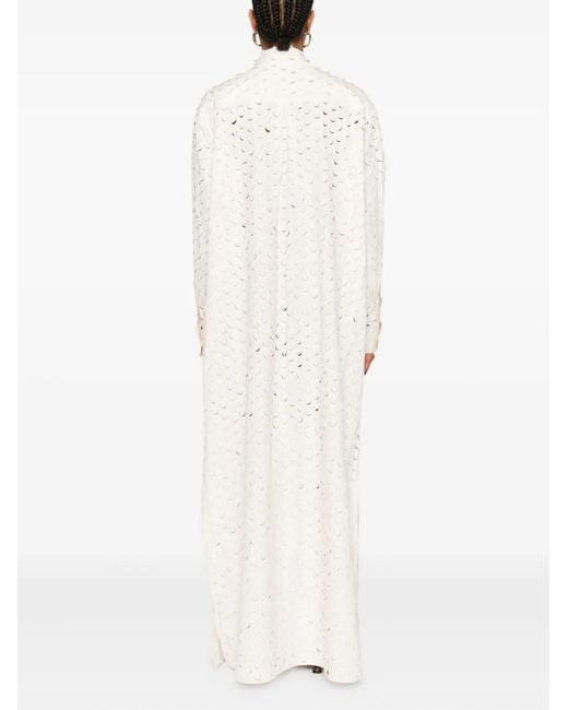 Nanushka White Button-Front Perforated Dress