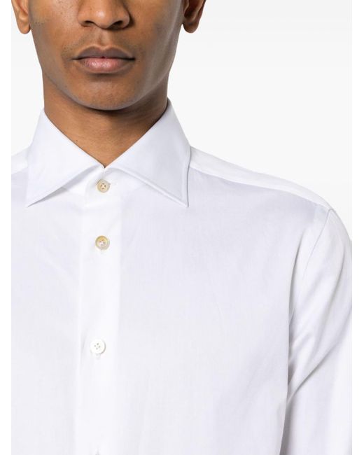Kiton White Cotton Buttoned Shirt for men