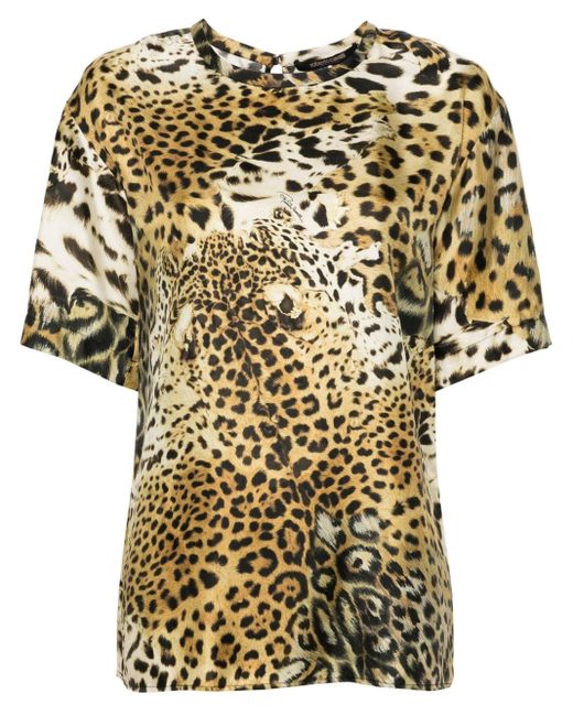 Blusa con estampado de leopardo Roberto Cavalli de color Metallic