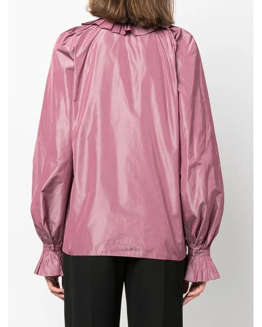 Alberta Ferretti Pink Ruffled Long-Sleeve Shirt
