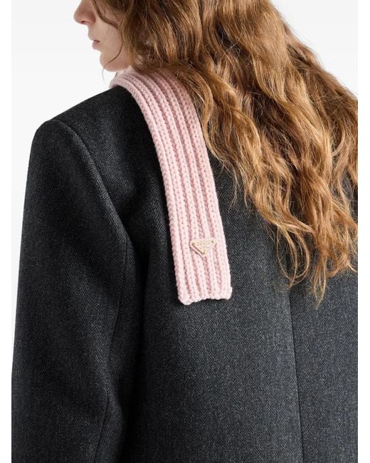 Prada Pink Enameled Triangle-Logo Knit Scarf