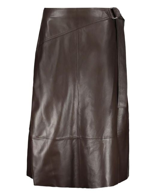 Yves Salomon Brown Floral-Lace Skirt