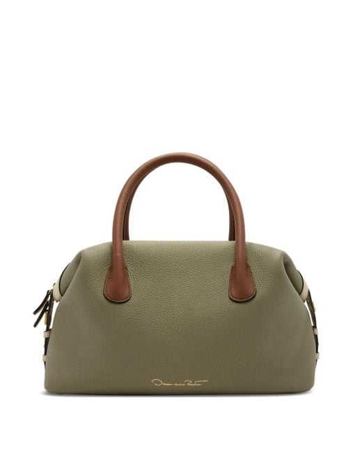 Oscar de la Renta Green The Dahlia Tote Bag