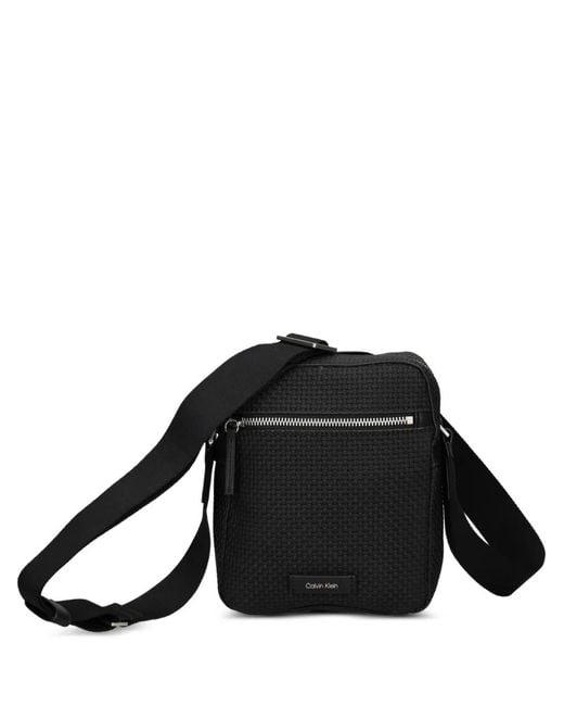 Calvin Klein Black Logo-Patch Shoulder Bag for men